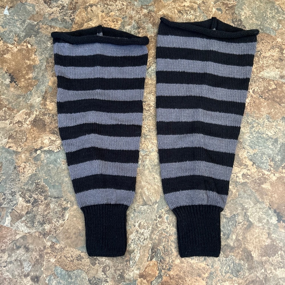 Knitted Leg Warmers Womens Gray Black Warm Cozy